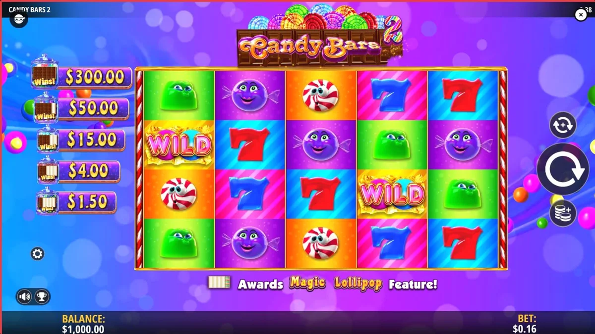 Interface do jogo Candy Bars 2 em um smartphone moderno