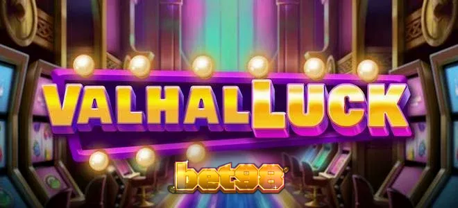Interface visual do jogo ValhalLuck com temática nórdica e elementos de cassino.